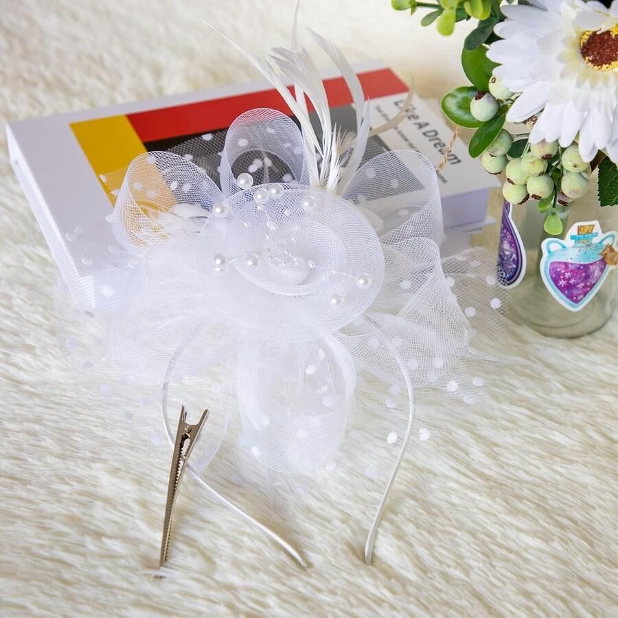 Hoed voor dames en meisjes hoofdband bloem cocktail mesh veren derbyhoed voor bruiloft feest kerk