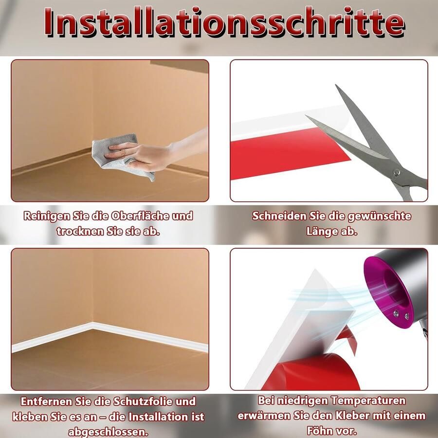 Hoekstrip en keukenafwerkingsstrip van siliconen (3m 15mm x 15mm) flexibel waterdicht en afdichtend voor het afdekken van voegen op werkblad keuken badkamer en muur (wit 3m)