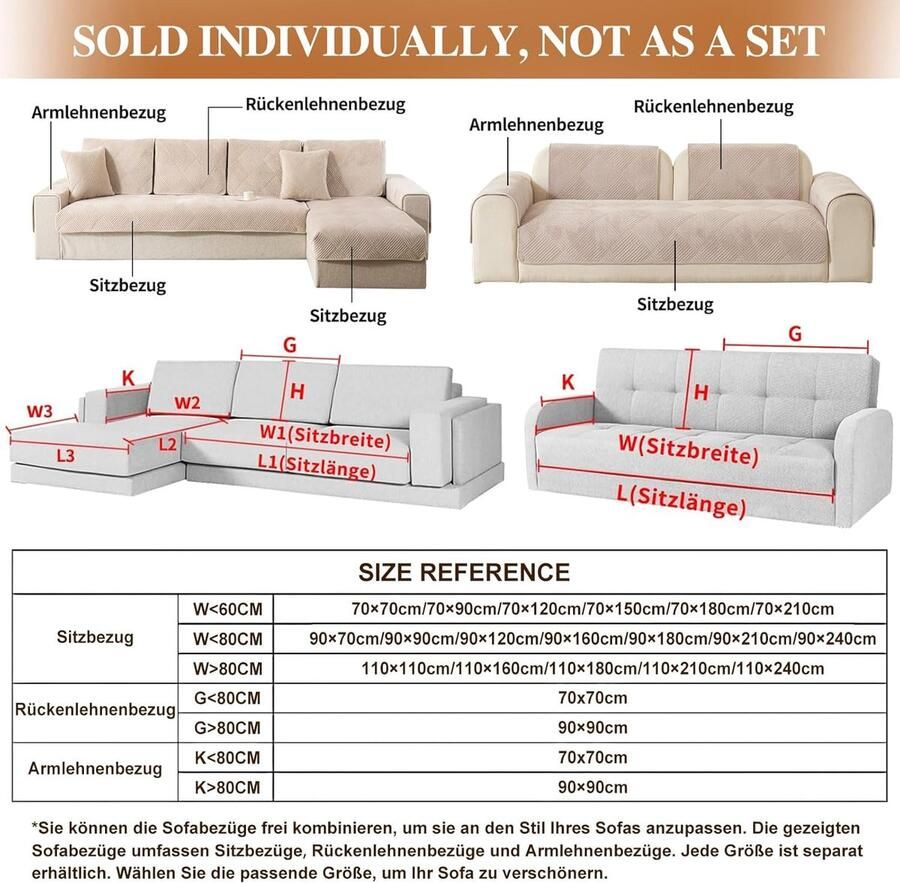 Hoes voor sofa chaise long 1 2 3 4-zits bankbeschermer universeel verstelbare antislip bankboes superzacht voor woonkamer (lichtkoffiebruin 1 stuk)
