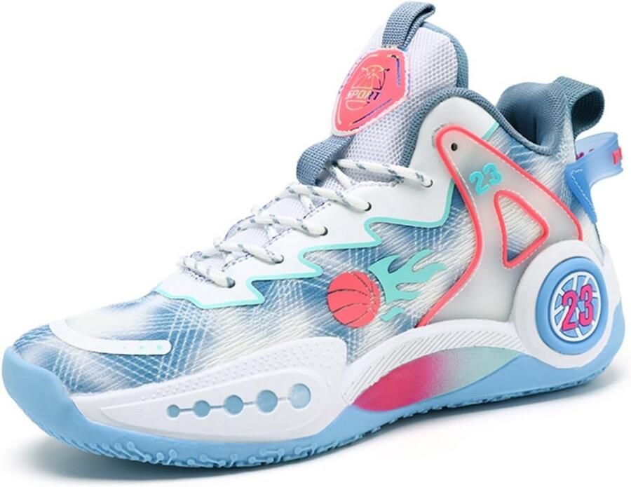 Hoge Basketbalschoenen voor Heren met Graffiti Design Modieuze Sportschoenen