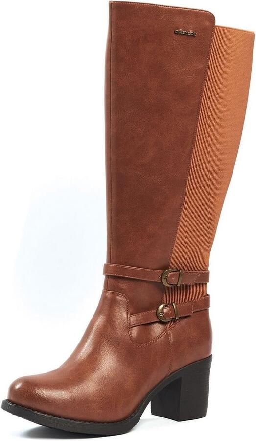 Hoge Comfort Laarzen Dames met Blokhak en Brede Kuit Uitneembare Zool