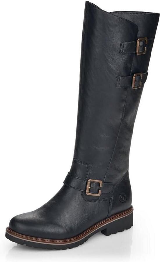 Dames Hoge Laarzen Bruin Nepleer Met Gespen