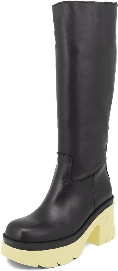 Hoge Enkellaarsjes Dames Zwarte Motorlaarzen Plateauhak Winter