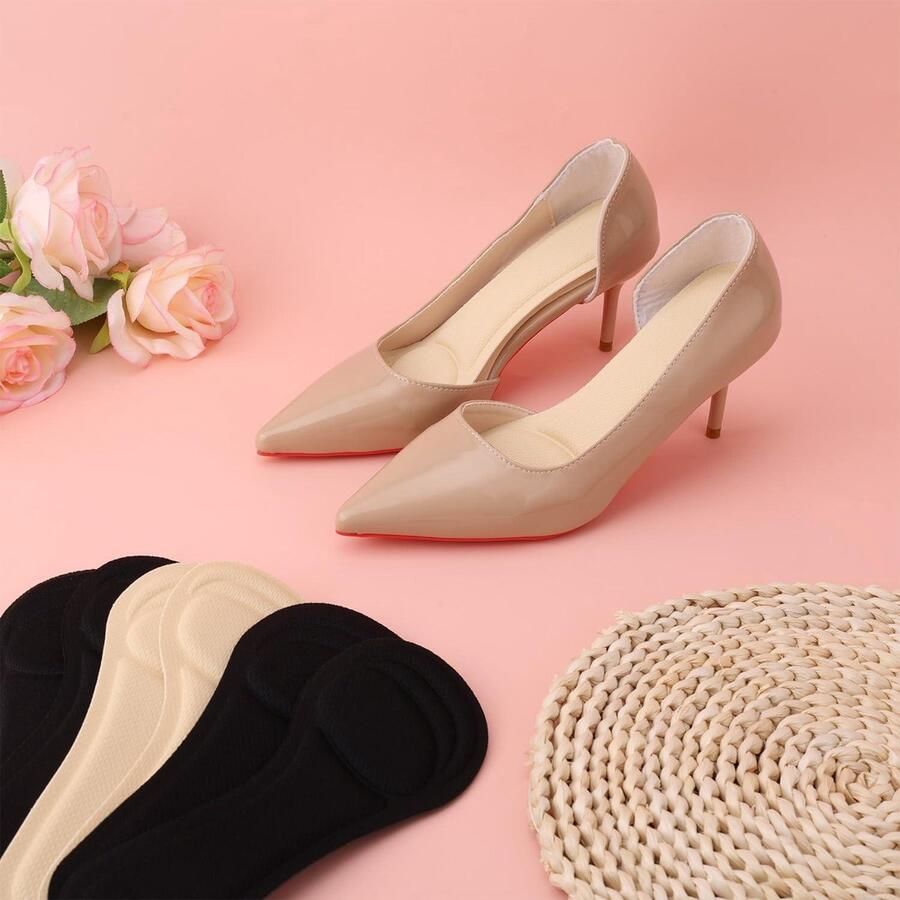 Hoge Hakinlegzolen Dames Comfortabel Schoenkussentjes Zelfklevend Pumps Open Tenen Plat 4 Paar 2 Kleuren Geschikt voor Hoge Hakken