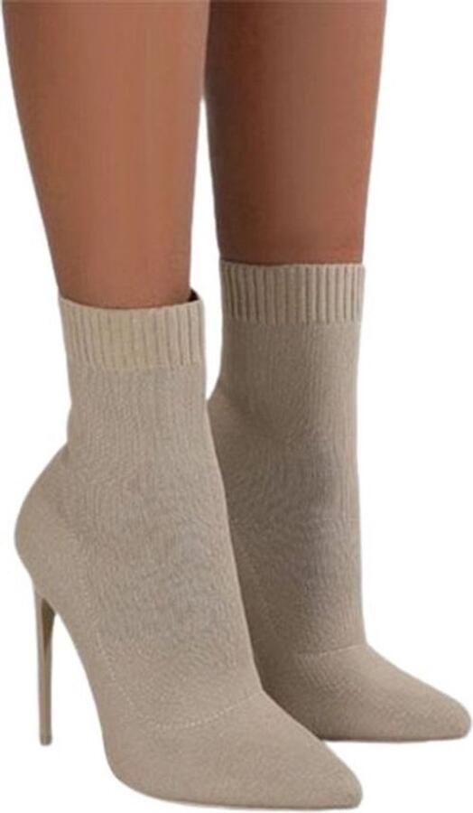 Hoge Hakken Beige Marble Deluxe Elegante Hak Enkellaars Enkellaarzen Naaldhak Schoen Schoenen Dames Erotisch Naaldhakken Lingerie Pumps Laarzen Laars Beige - Foto 2