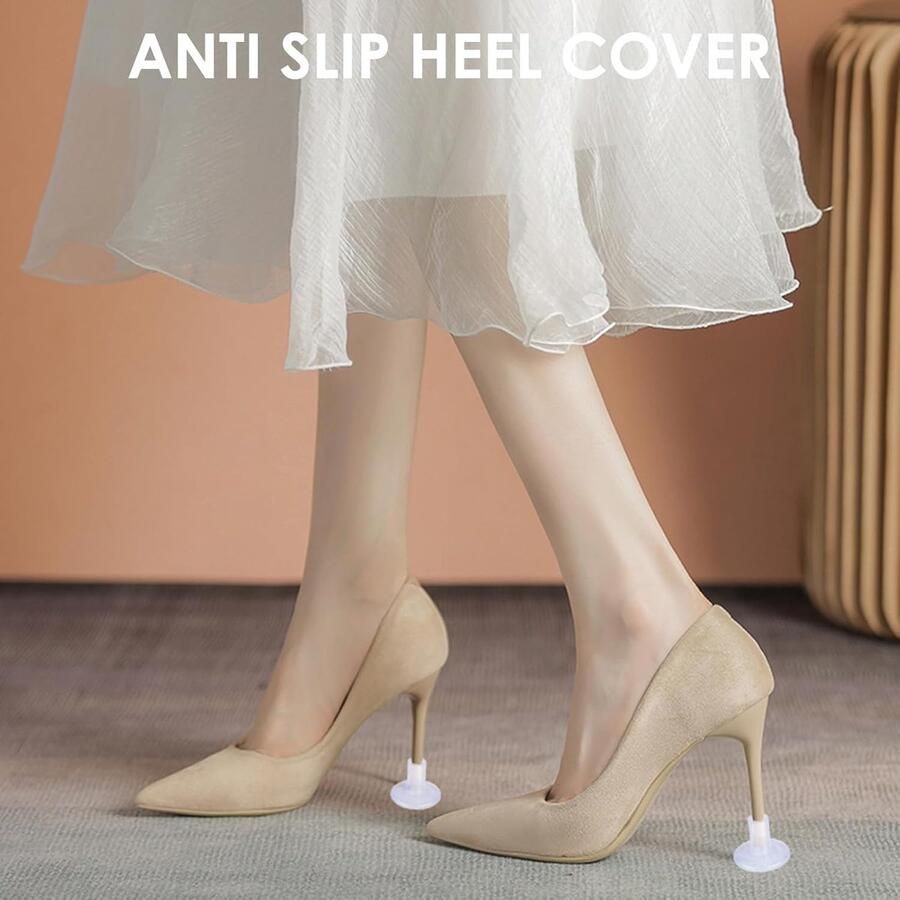 Hoge hakken set van 4 maten glanzend antislip hielbescherming caps voor hoge hakken bruiloft gras party beschermt tegen beschadiging op oneffen ondergrond 4 paar rond