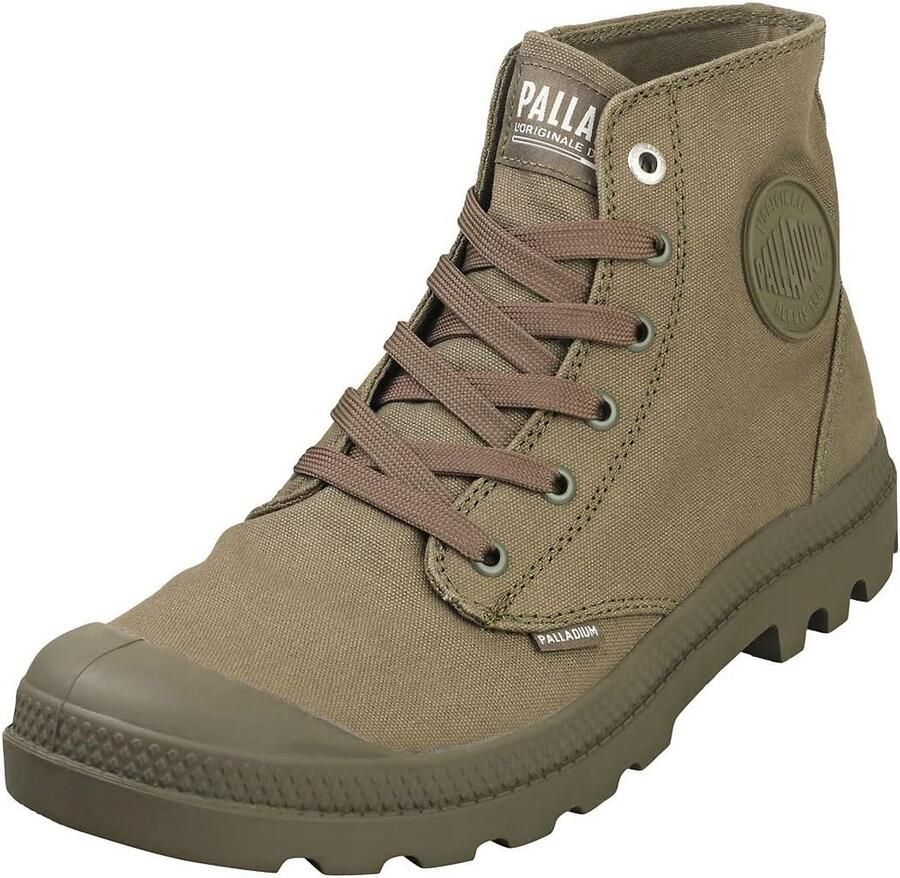 Hoge Herensneakers Canvas Laarzen Olive Groen Rubberzool