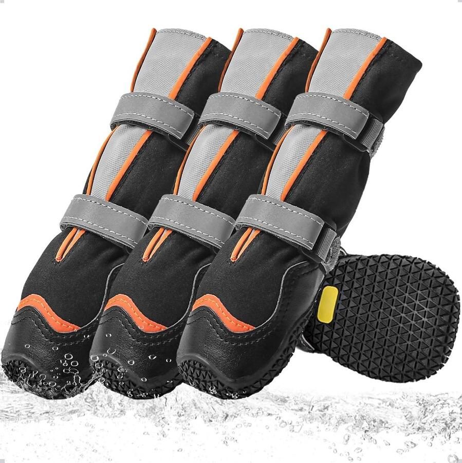 Hoge hondenschoenen Hondenlaarzen Poten Bescher Waterdicht en Ade d 4 stuks Zwart