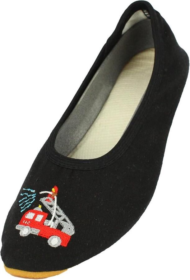 Hoge jongens pantoffels Blauw met brandweer opdruk Gymnastiekschoenen voor binnen en school