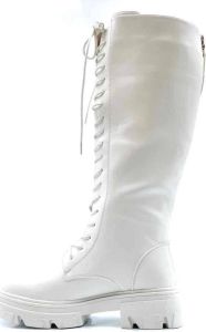 Merkloos Sans marque Hoge laarzen met rits & veters | wit