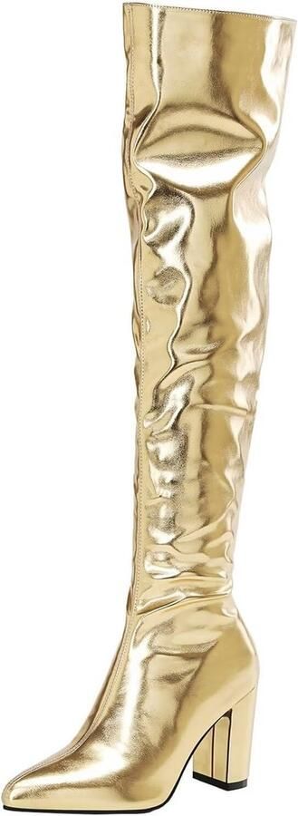 Hoge Overknee Laarzen met Blokhak voor Dames Lange Schacht Winterlaarzen - Foto 1