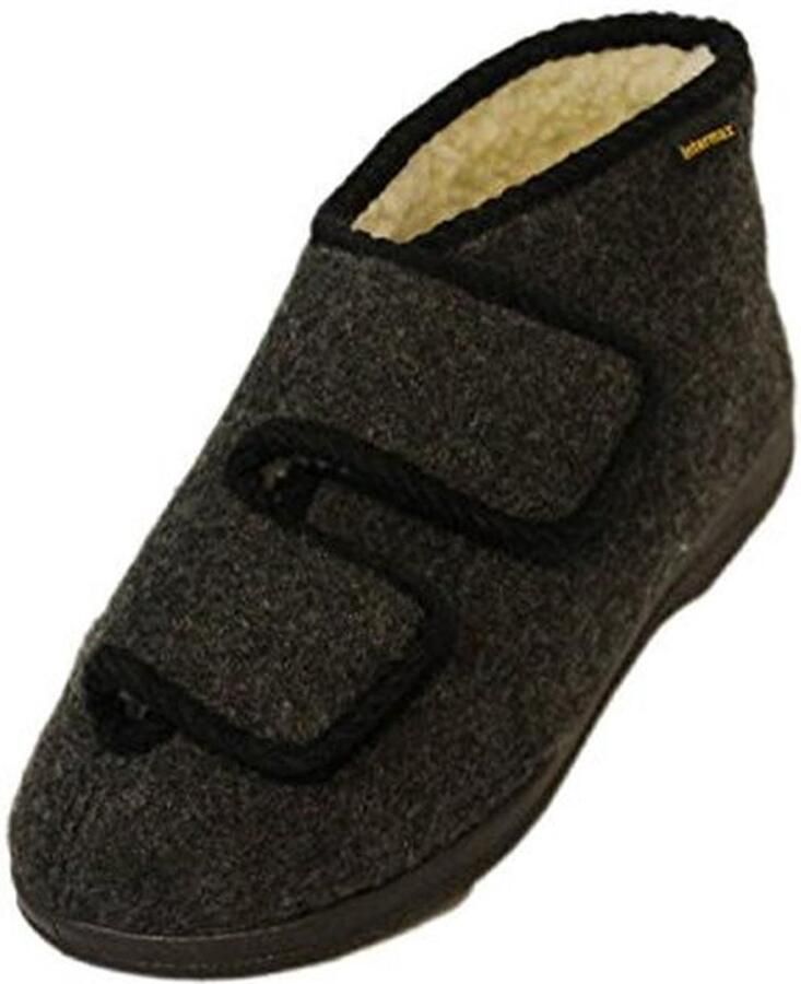 Hoge pantoffels voor heren met dubbel klittenband en gevoerde scheerwol