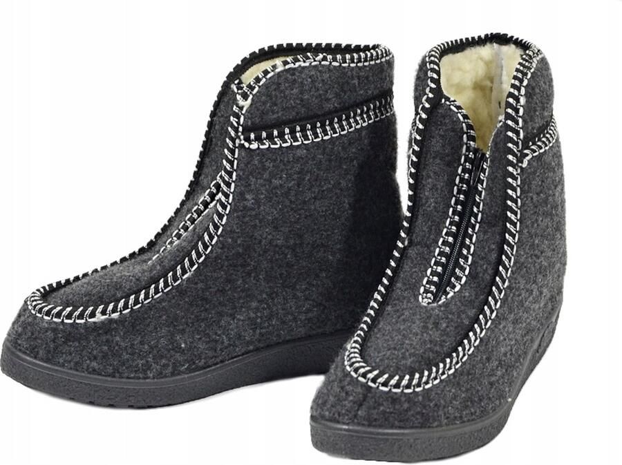 Hoge Vilten Pantoffels met Wol en Rits