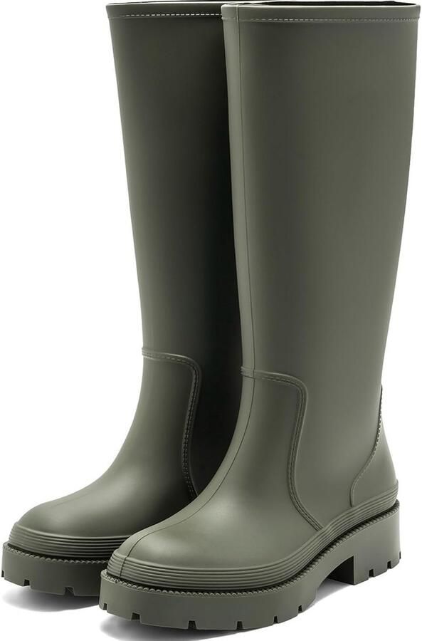 Hoge Waterdichte Rubberen Regenklaarzen voor Dames Antislip Wellington Boots voor Tuin en Buiten