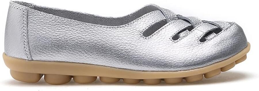 Dames Hollow Out Comfortabele Leren Loafers Casual Ronde Neus Mocassins Zachte Wandelschoenen voor Vrijetijdsbesteding