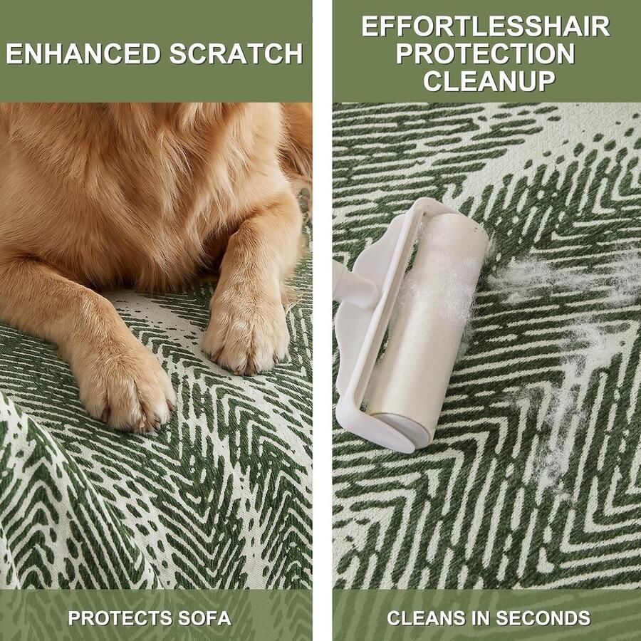 HOME Bankhoes van chenille bankovertrek waterafstotende bankbescherming voor huisdieren en kinderen decoratieve deken voor woonkamer 2 3-zits 180 x mosgroen