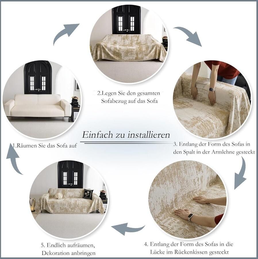 HOME Jacquard Bankhoes L-vorm bankovertrek 3-zits bankovertrek XXL wasbaar met decoratieve kwastjes veelzijdige bankbescherming krasbescherming kattenbescherming 230 x kaki