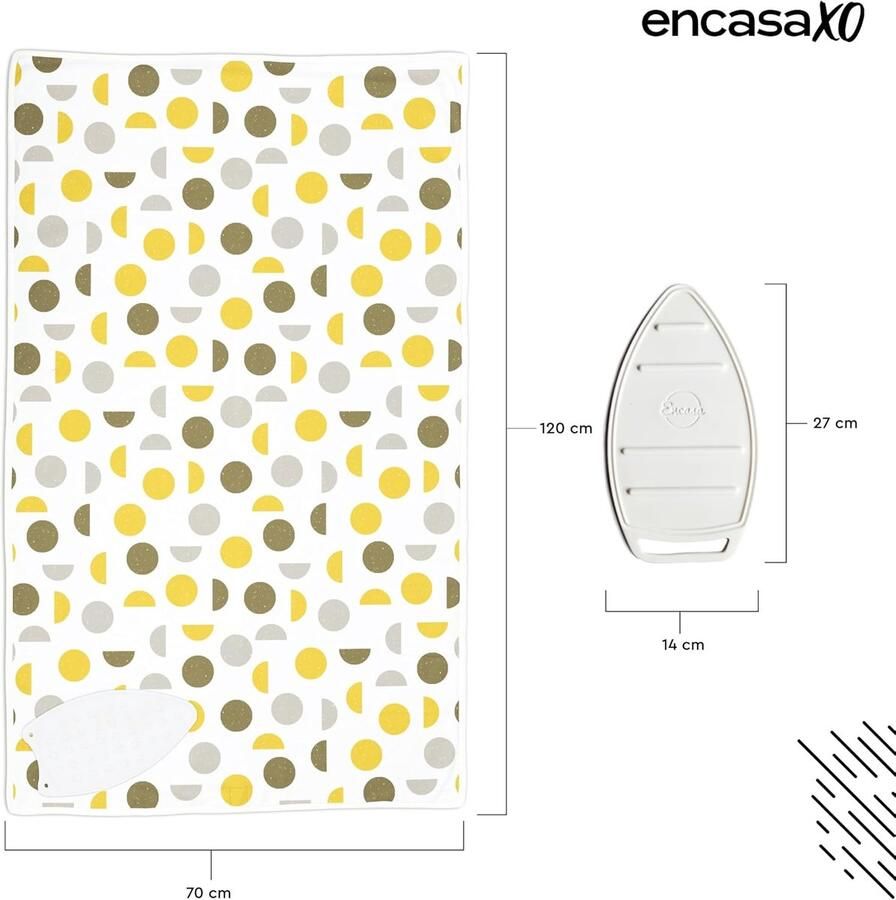 Homes Strijkmat Pad (120 x met 3mm Vulling & Siliconen Strijkijzersteun voor Stoomdruk op Tafel of Bed Hittebestendig Draagbaar Quilting & Reisdeken Yellow Moon