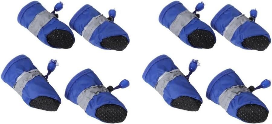 Honden Laarzen Huisdier Schoenen Poten Bescher Antislip Zolen 4 Stuks Blauw