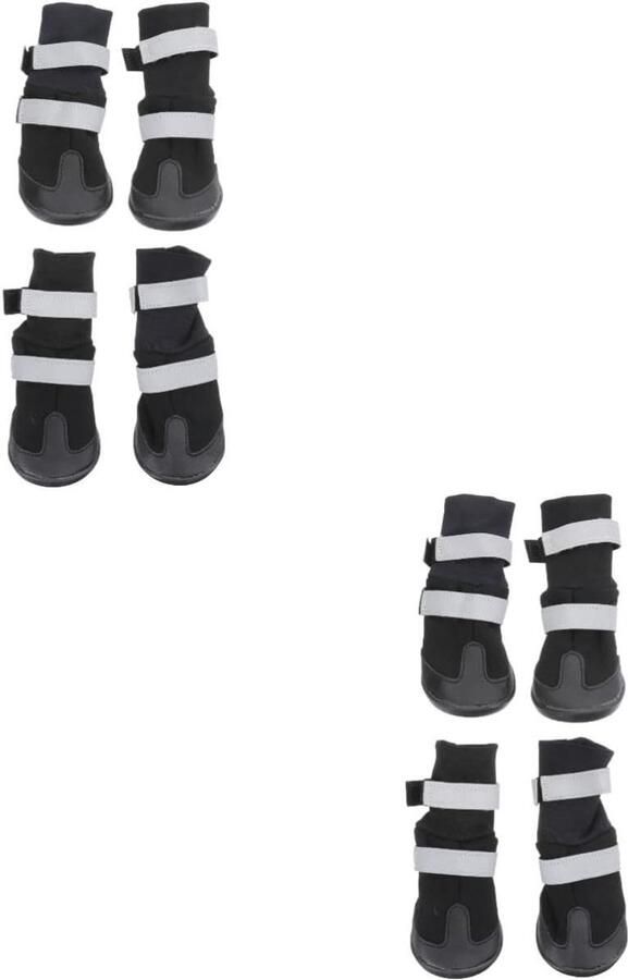 Honden Regenlaarzen Pootbeschermers Hond Buitenwandelingen Beschermen Antislip Rubberzool 8 Stuks Maat L Zwart