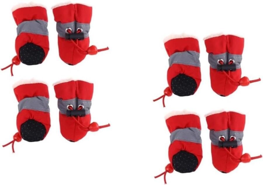 Honden Schoenen Hondenlaarsjes Pootbeschermers Poten Bescher Antislip Zool 2 Sets Rood