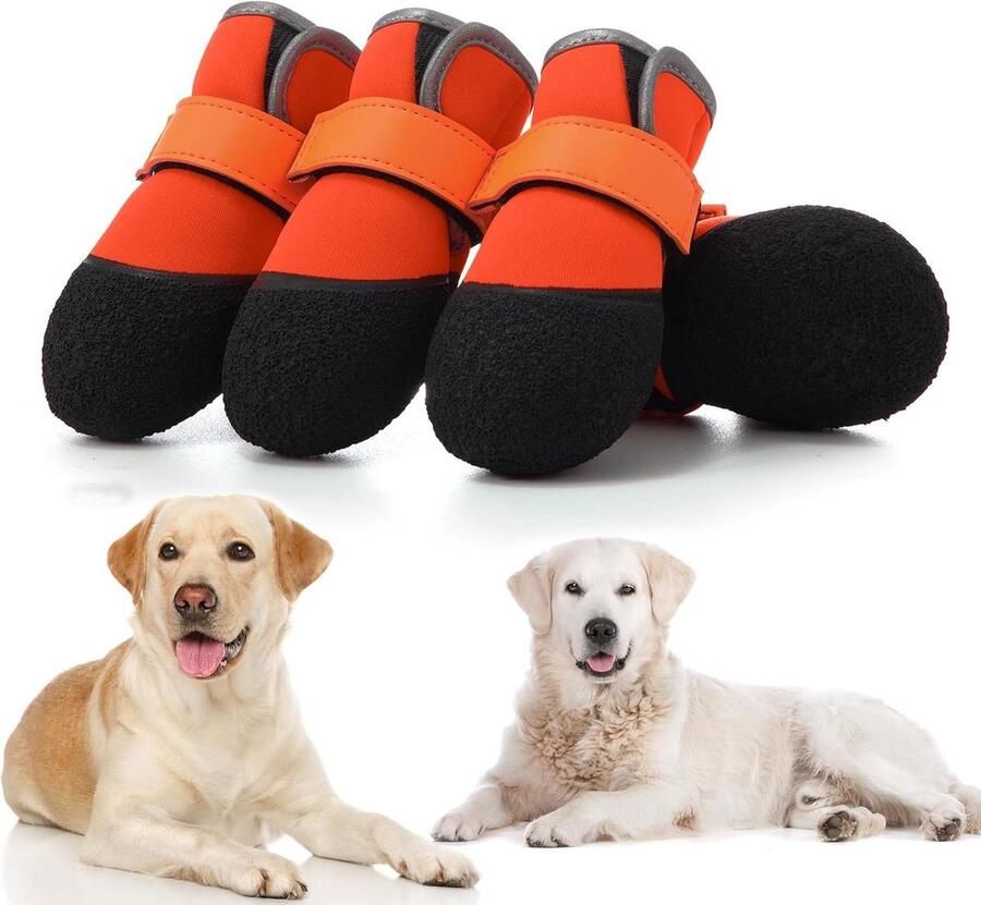Honden Schoenen Hondenlaarzen Potenbeschermers Bescherming Pootjes Waterdicht en Antislip Oranje