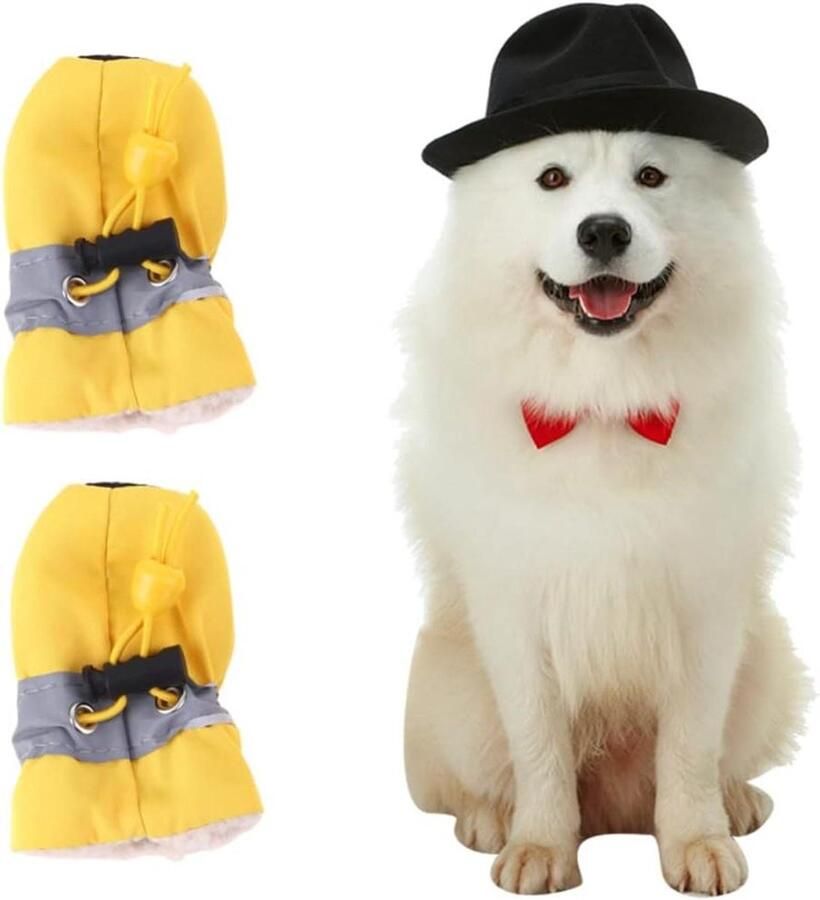 Honden Schoenen Pootbeschermers Buitenwandelingen Antislip Zolen Geel