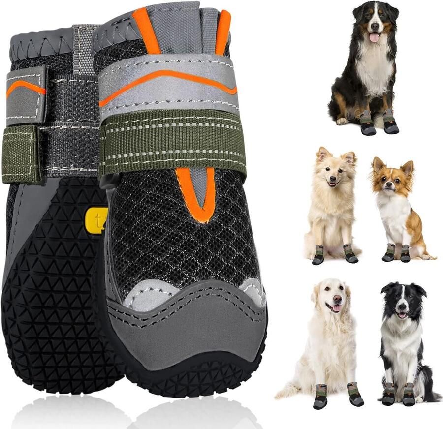 Honden Schoenen Pootbescherming Hond Buiten Beschermen Antislip Rubberzool Zwart
