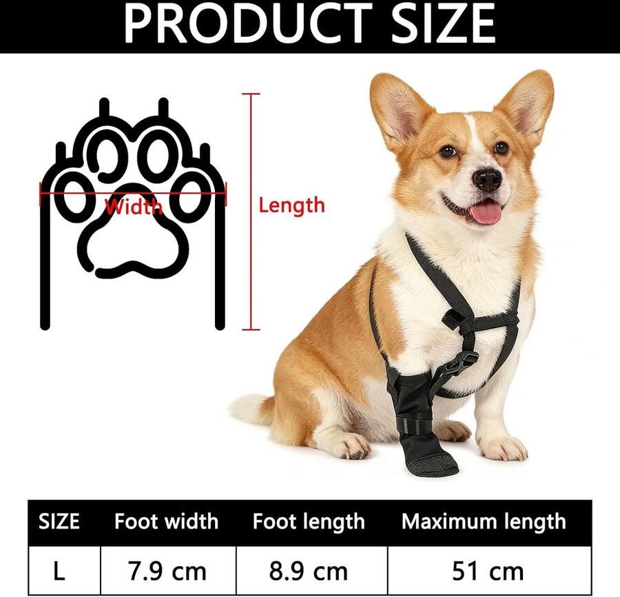 Honden Schoenen voor Buiten Waterdichte Hondenlaarzen met Antislip Zool Bescherming voor Pootblessures Verstelbaar met Bevestigingsband van Ideaal voor Activiteiten en Wandelen