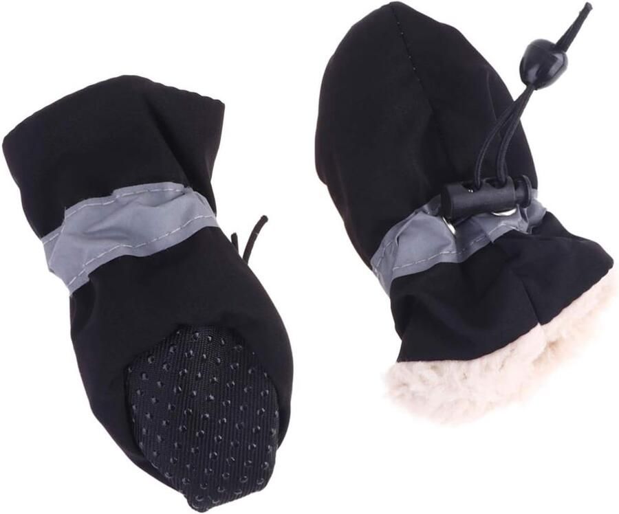 Honden Winterlaarzen Honden Schoenen Pootjes Bescher Antislip Zool 4.5 x Zwart