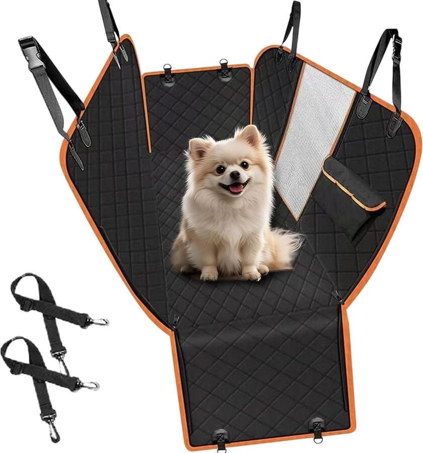 Hondendeken voor de achterbank 145 × autodeken voor honden achterbank waterdicht en krasbestendig hondenautostoelhoes met zijbescherming antislip universeel voor personenauto's