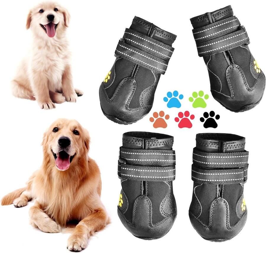 Hondenlaarsjes Hondenschoenen Buitenwandelingen Bescher Antislip Robuuste Zool Zwart