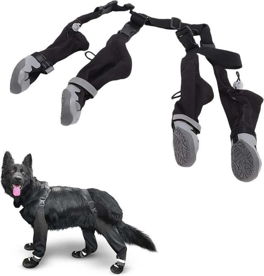 Honden laarsjes Pootbeschermers hond Buiten wandelen Waterdicht antislip Maat M Zwart