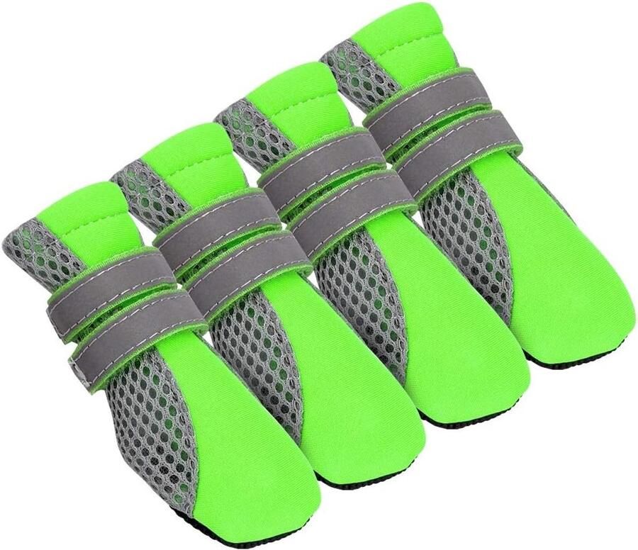 Hondenlaarzen 4 stuks Hondenschoenen Pootbeschermers Buitenactiviteiten Bescherming Waterdicht Antislip Maat M Groen