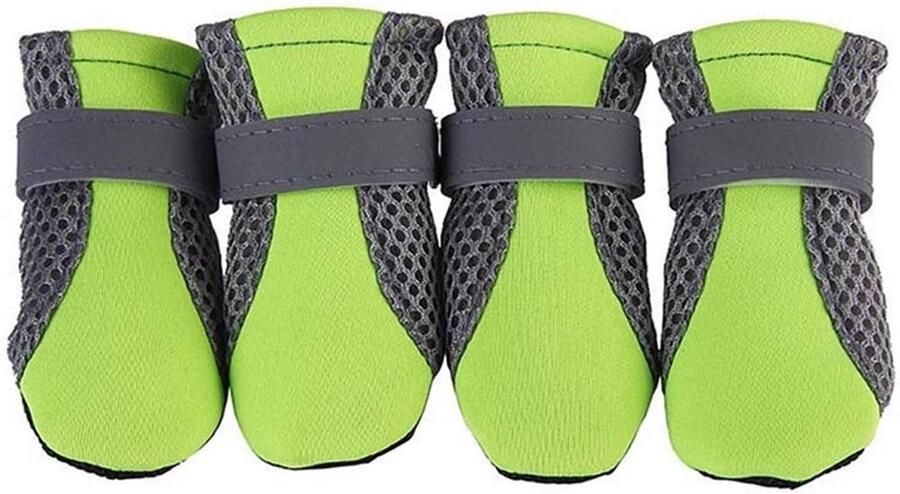Hondenlaarzen 4 stuks Huisdier schoenen Poten bescher Antislip ontwerp Maat L Groen