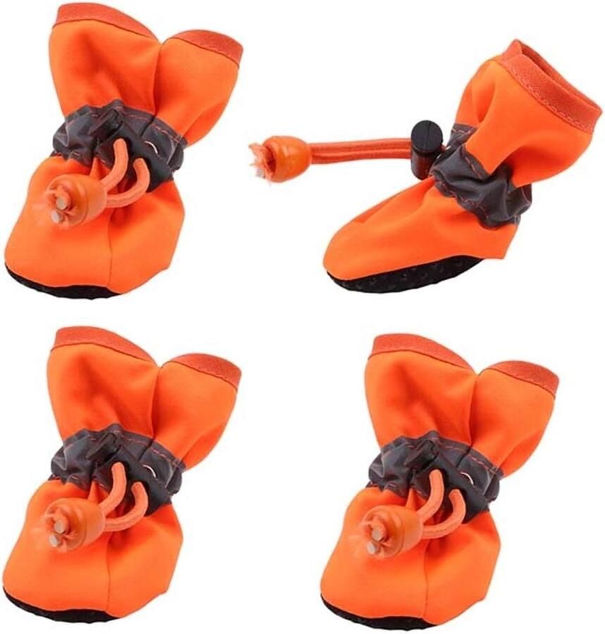 Huisdier laarzen Honden sokken Poten bescher Waterdicht antislip Maat M Oranje