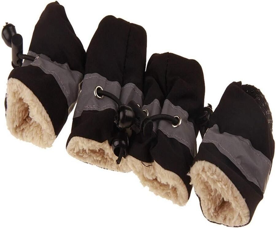Hondenlaarzen 4 stuks Huisdier schoenen Poten bescher Waterdicht en antislip Zwart