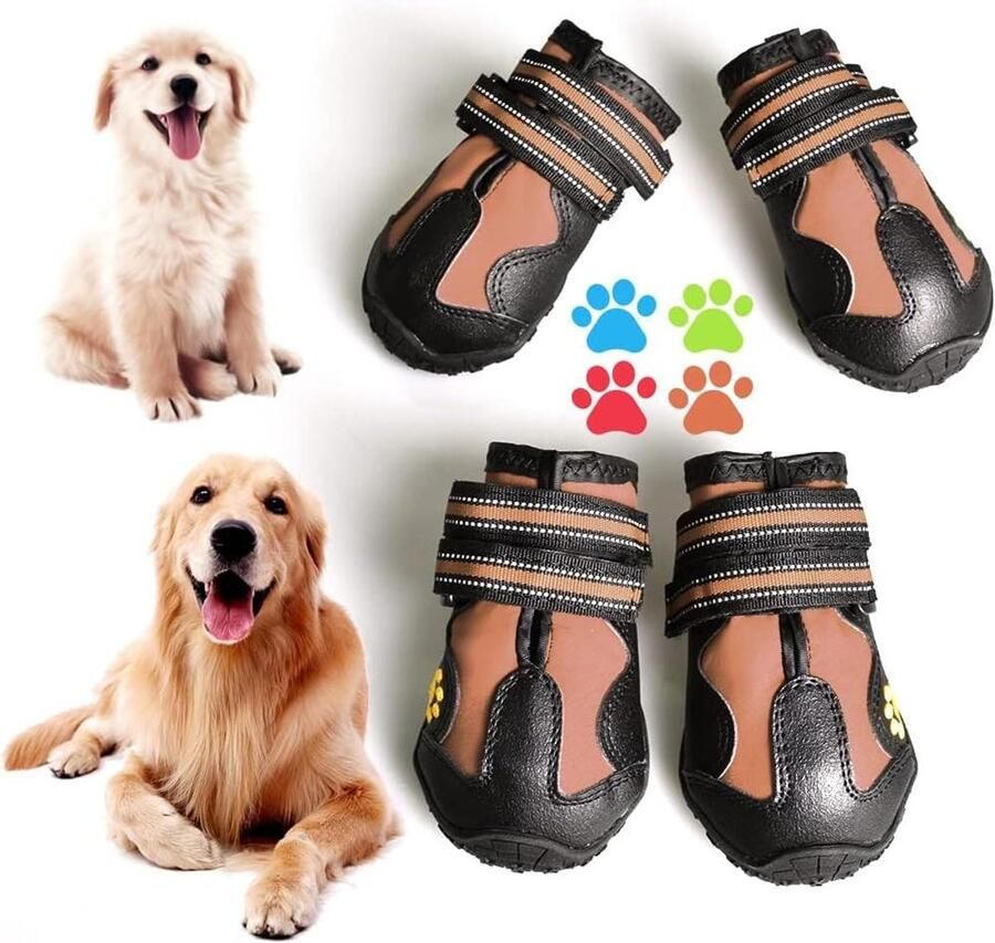 Hondenlaarzen Hondenschoenen Buitenbescherming Antislip zool Bruin