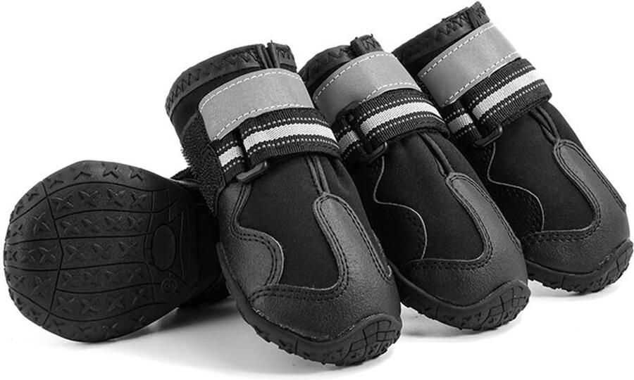 Hondenlaarzen Hondenschoenen Outdoor Bescherming Waterdicht en Antislip Maten Zwart