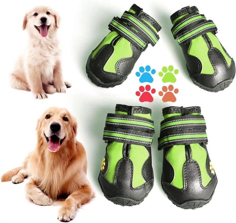 Hondenlaarzen Hondenschoenen Pootbeschermers Bescherming buiten Antislip waterdicht (7.9x Grijs-groen