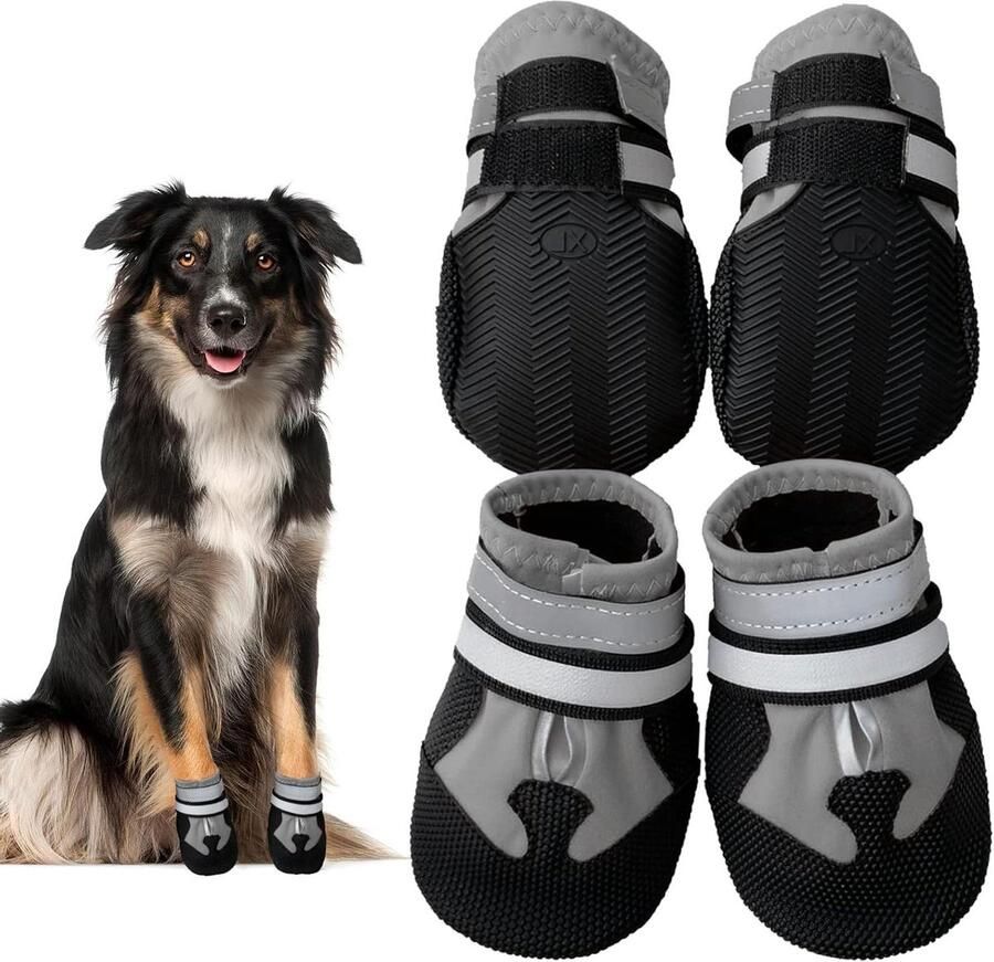 Hondenlaarzen Hondenschoenen Pootbeschermers Bescherming Poten Buiten Waterdicht Antislip XXL Grijs