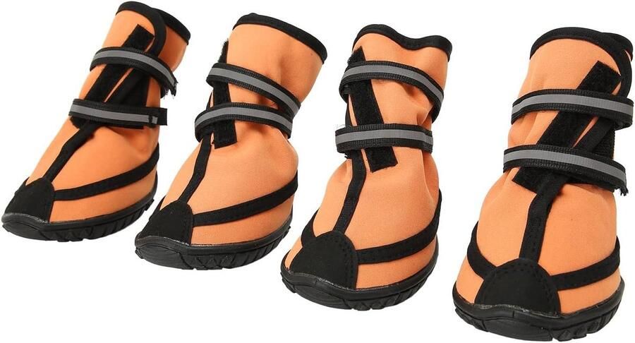 Hondenlaarzen Hondenschoenen Pootbeschermers Outdoor Activiteiten Antislip Waterdicht Reflecterend XL 4 Paar Zwart
