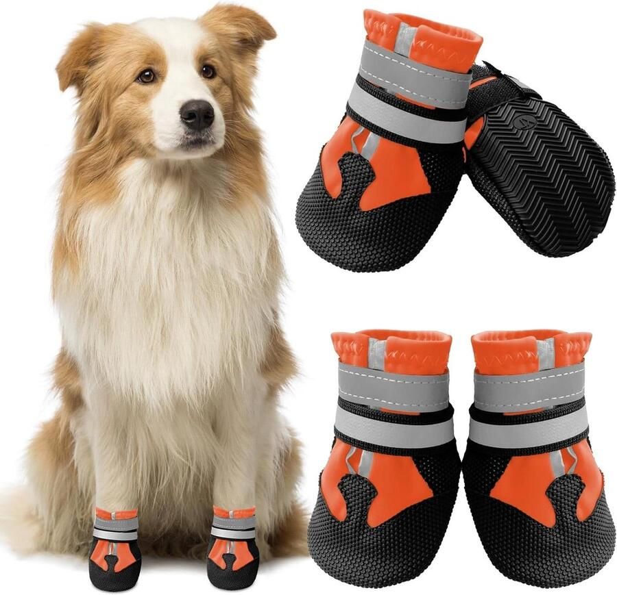 Hondenlaarzen Hondenschoenen Pootbeschermers Pootbescherming Waterdicht Antislip XXL Oranje