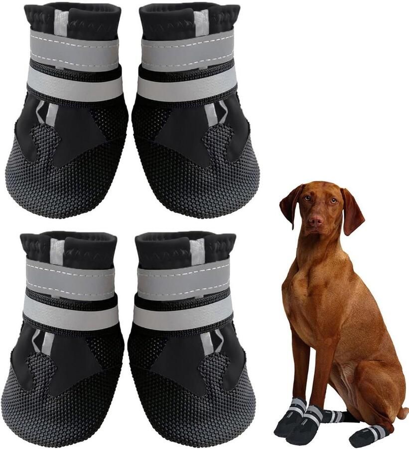 Hondenlaarzen Pootbeschermers Poten Bescher Waterdicht & Antislip Maat XL Zwart