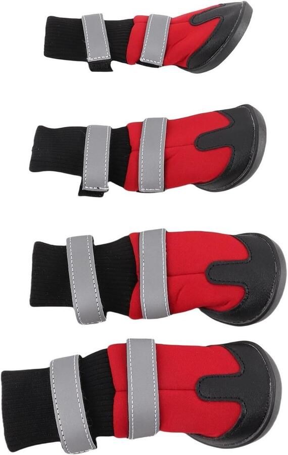 Hondenlaarzen Hondenschoenen Pootschoenen Bescherming Buiten Waterdicht Reflecterend 4 Stuks Rood