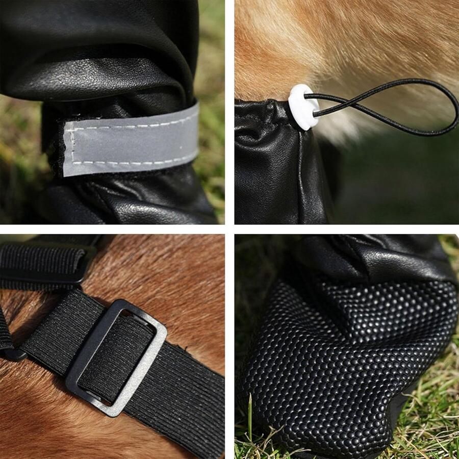 Hondenlaarzen met Braces voor de Winter Waterdichte Antislip Reflecterende Bescherming voor Buitenwandelen en Comfortabele Pootbescherming