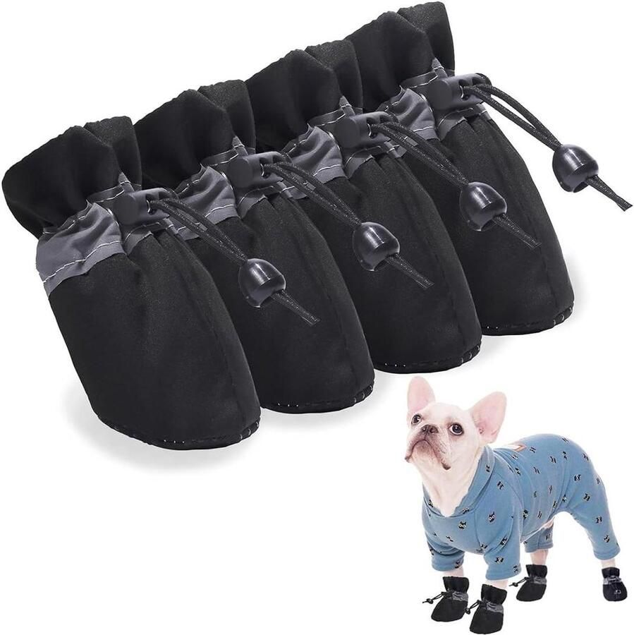 Hondenlaarzen Pootbeschermers Binnen en buiten Antislip zolen 2 paar Zwart