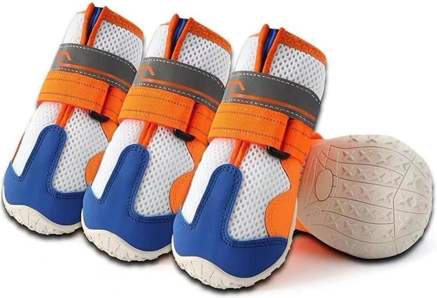 Hondenlaarzen Hondenschoenen Pootbescherming Reflecterend en antislip Oranje