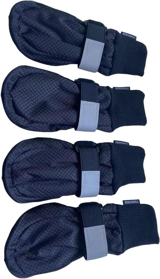 Hondenlaarzen Pootbeschermers Hondenschoenen Laarsjes Poten Bescher Antislip Reflecterende Riem Large 4 stuks Zwart