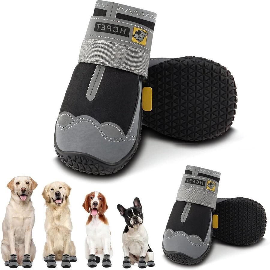 Hondenlaarzen Pootbeschermers Wandelen Buiten Anti-slip Zool Zwart